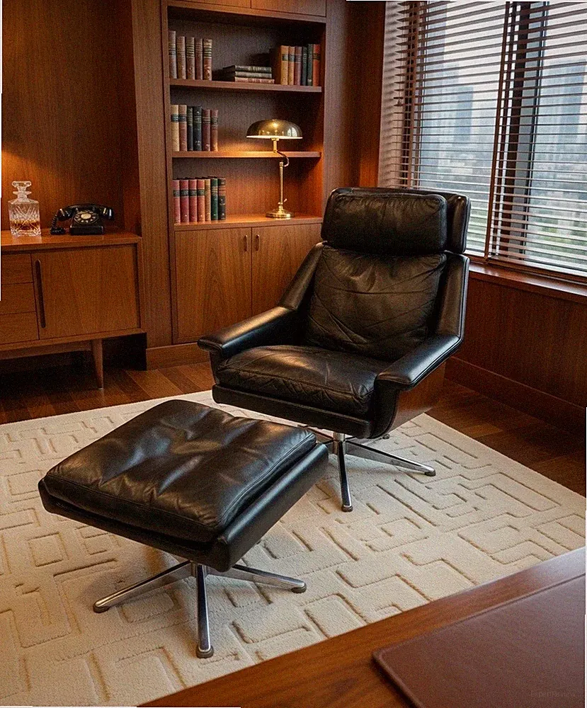 Danish Swivel Armchair With Footstool by Werner Langenfeld for Esa, 1970s