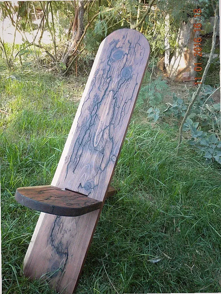 Designer Viking Stargazer Chair. Solid Red Wood, Hand Crafted, Christmas Silver