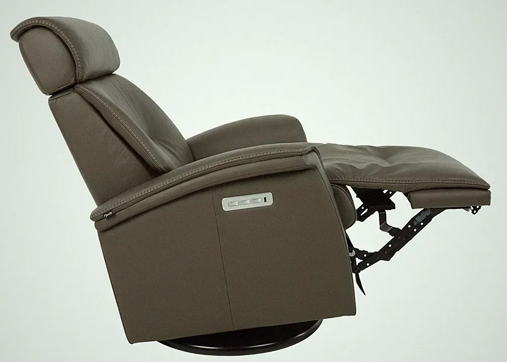 Fjords Rome Large Power 3 Motor Recliner Swivel Chair Relaxer - Graphite Leather