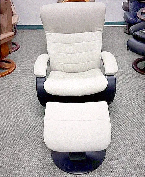 Fjords Trandal Leather Recliner Chair with Ottoman by Hjellegjerde Living Room