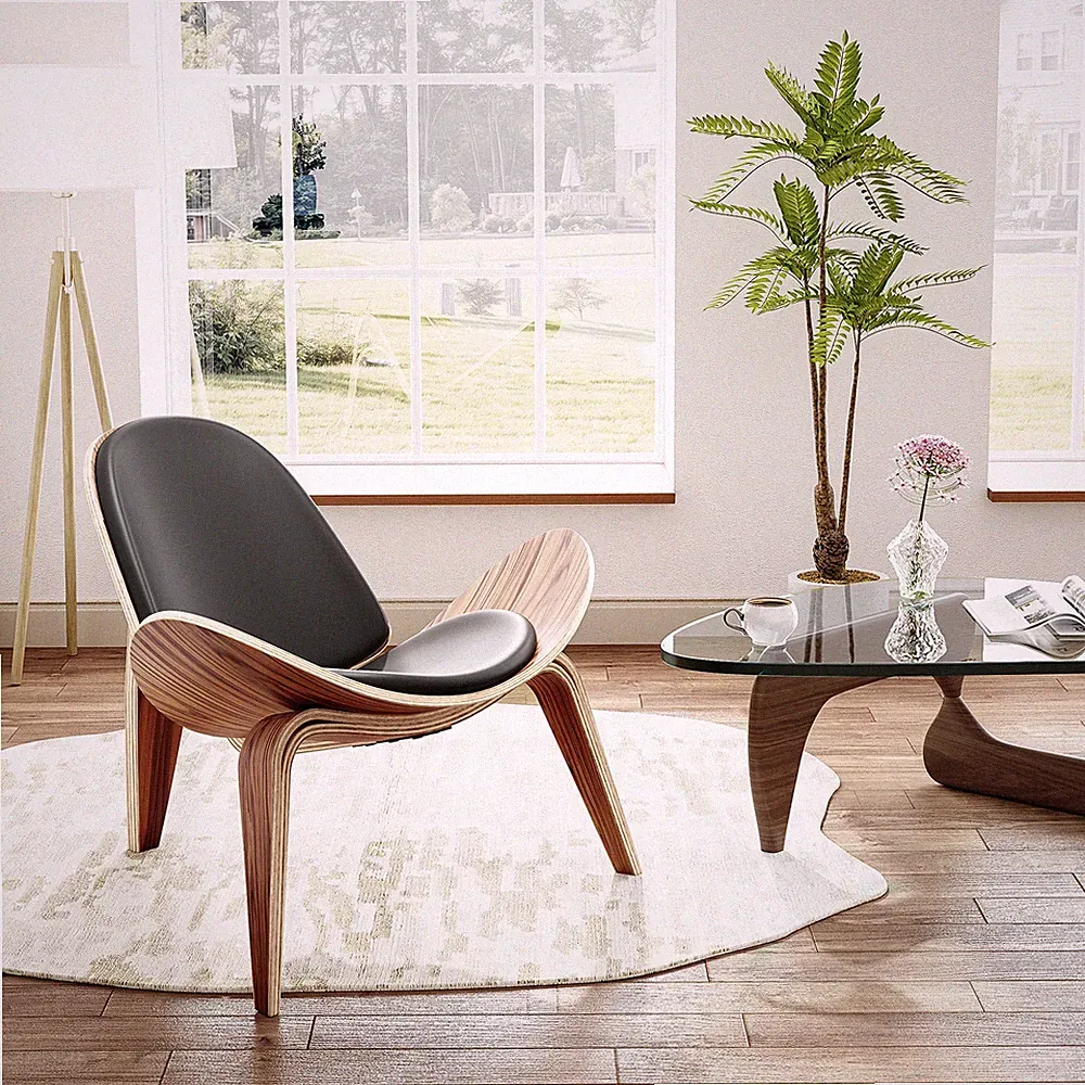 Hans Wegner Shell Lounge Chair Accent Side Chair Tripod Design For Living Room