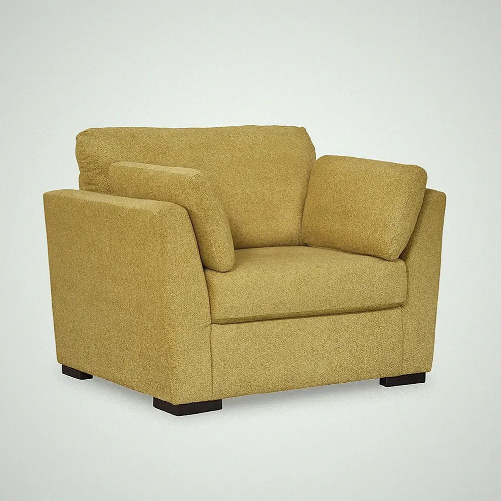 Keerwick Scandinavian Upholstered Oversized Chair with 2 Bolster Pillows, Yellow