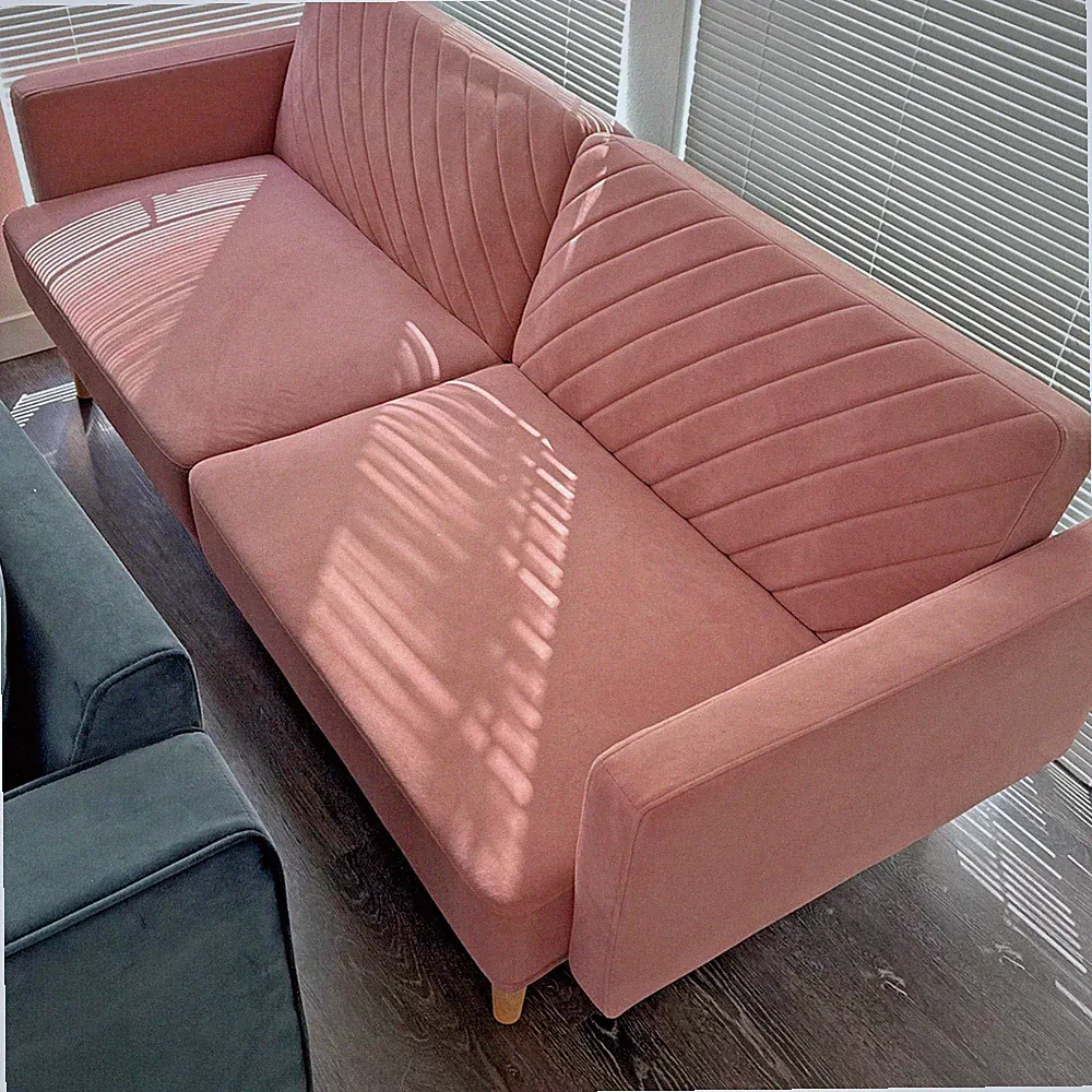 New Velvet Pink Sleeper Sofa Mid Century Modern Vintage Style Reclining Daybed