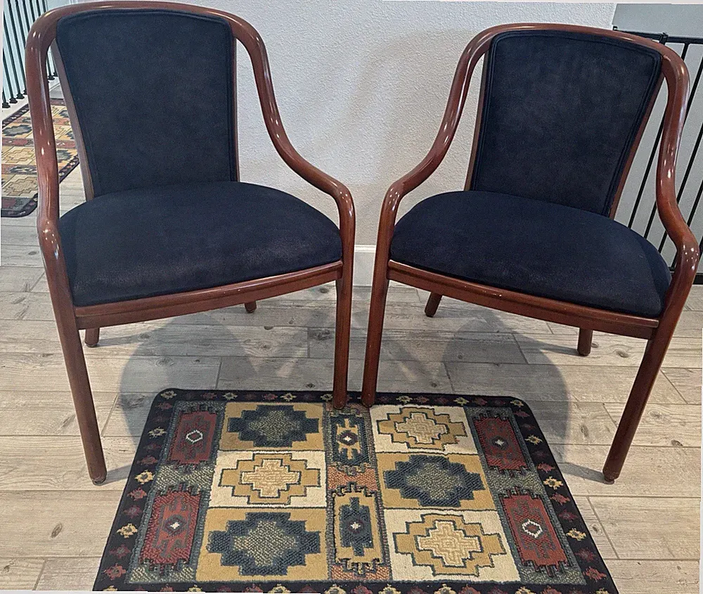 Pair MCM Bentwood Barrel Back Lounge Chairs Scandinavian Style Armchairs