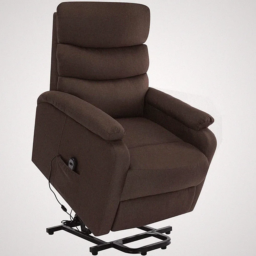 Power Lift Massage Recliner Brown Fabric