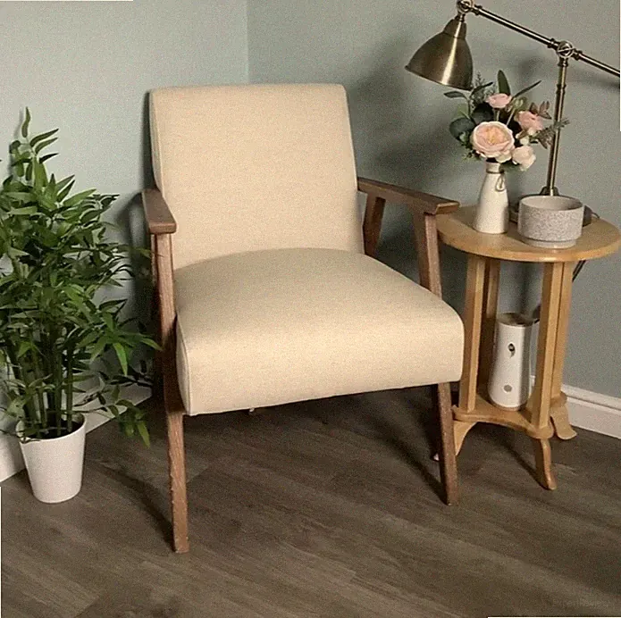 Scandinavian Style Armchair Mid Century Modern Solid Wood Seat Fabric Sofa Chair