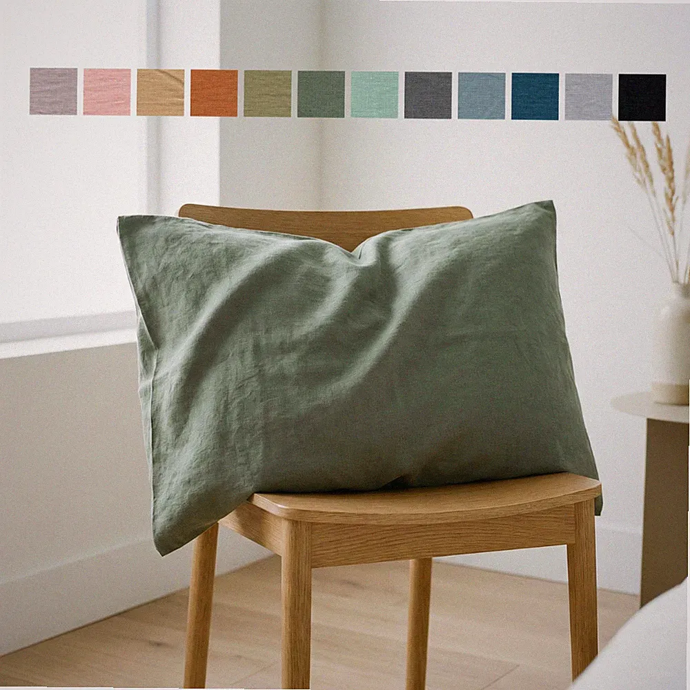Softened Linen Pillow Case Stonewashed Pillowcase Queen King Standard Euro Sham