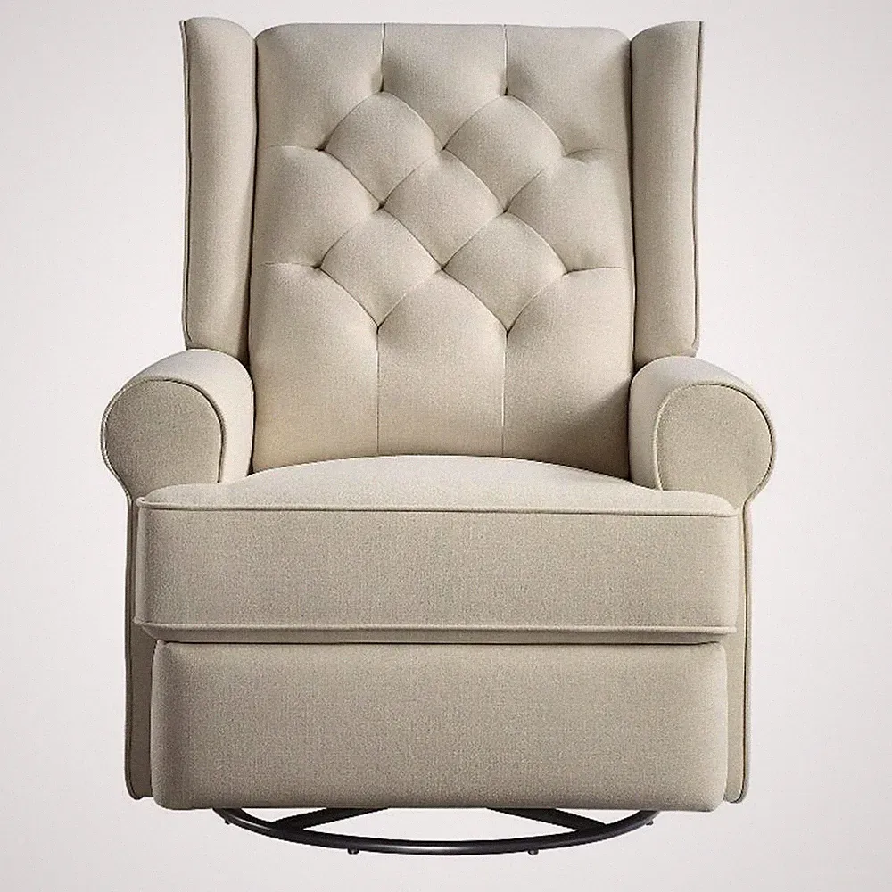 Westwood Design Amelia Traditional Fabric USB Glider and Recliner in Natural