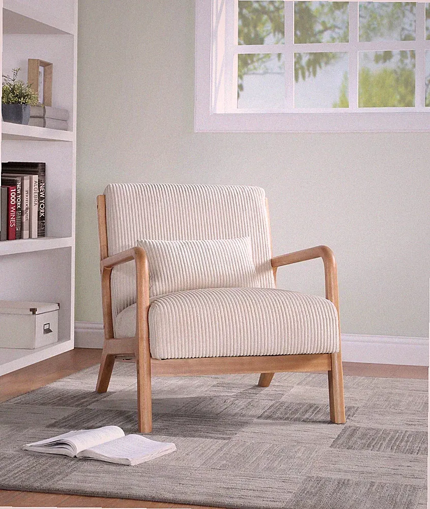 Wooden Lounge Camel Chair Beige