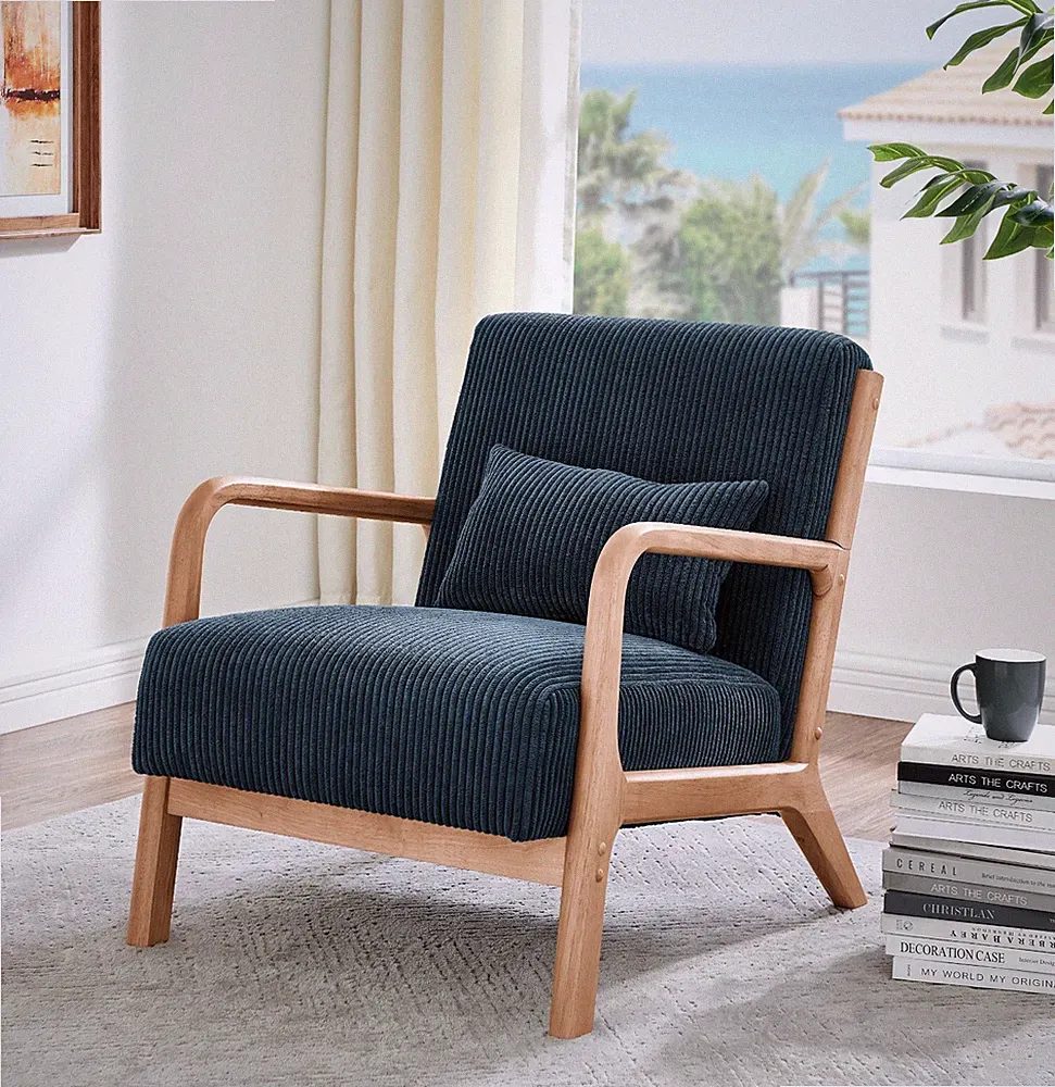 Wooden Lounge Camel Chair Blue